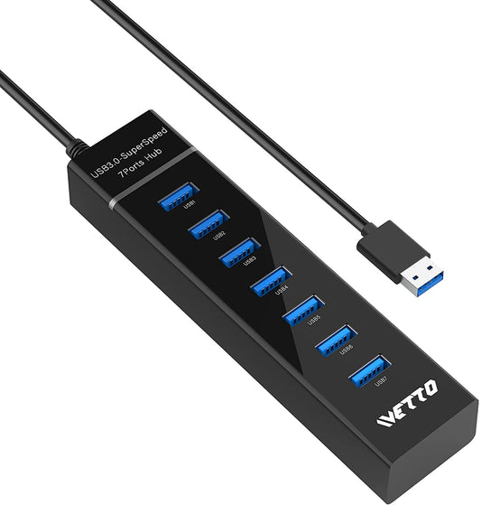 "Boost Your Connectivity Game! 🌟 Discover the IVETTO 7-Port USB 3.0 Hub with a 3.3Ft Cable - Ideal for Laptops, PCs, MacBooks & More! 🚀💻"